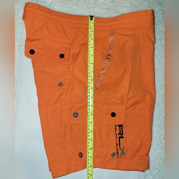 Ralph Lauren RLX Cargo Snap Board Shorts Nylon Orange Size X Large Y2K - Picture 7 of 8